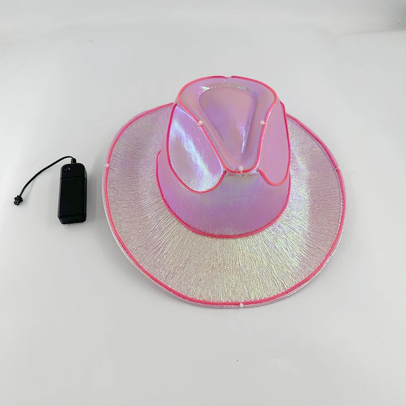 Western LED Cowboy Hat Cowgirl Hat Retro LED Light Brim Jazz Top Hat Glowing Bride Hat Cosplay Costume Cowboy Suit For Women Men