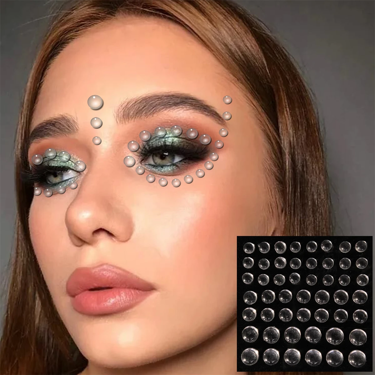 Colorful Face Jewelry Temporary Tattoos Eye Eyebrow Bindi Dots Gems Sticker Shiny Rhinestones Pearl Makeup Jewels Halloween Rave