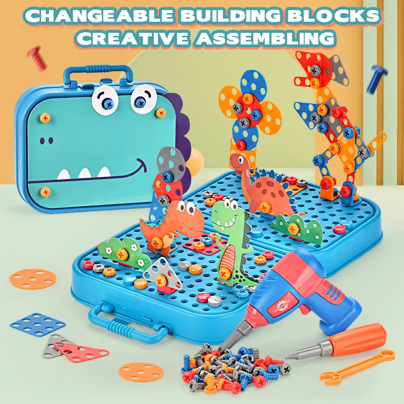 Simulated Screwing Toolbox DIY Nut Hand Disassembly Assembly Puzzle Early Educational Kids Toy Shape Insert Blocks Toys For Boys