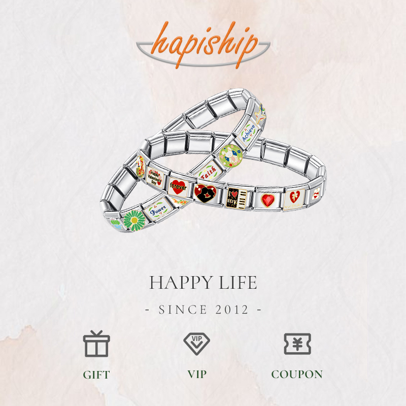 Hapiship Colour Glaze Santa Claus Christmas Tree Italian Links Charm Fit 9mm Bracelet Stainless Steel Jewelry DIY Making DJ462