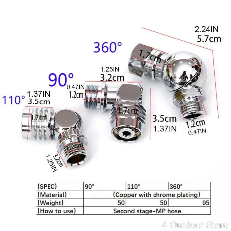 90/110/360 Degree Swivel Hose Adapter for 2nd Stage Diving Regulator Connector Dive Accessory S15 20 Dropshipping