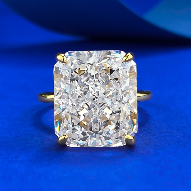 Choucong Brand 10CT Large White Moissanite Diamond Elegant Luxury Jewelry Solitaire Real 100% 925 Sterling Silver Radiant Cut Party Women Wedding Band
