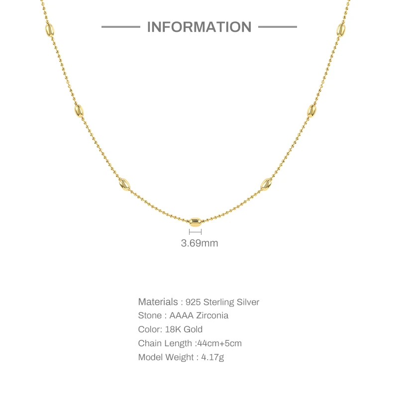 CANNER Mini Geometry Necklace For Women 925 Sterling Silver Long Chain Wedding Jewels Luxury Rock Punk Ball Gold 18K Original