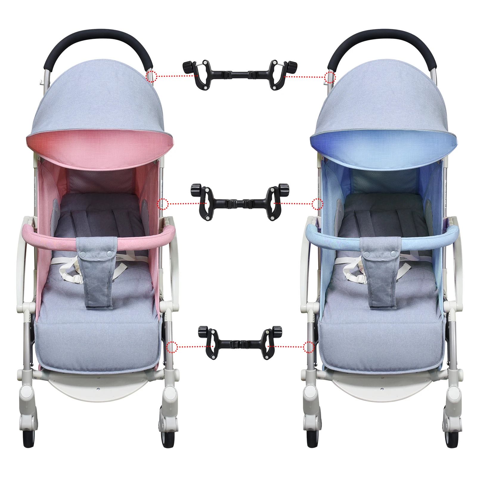 Twin Stroller Connector Lightweight Pram Adapter Turns Two Single Strollers Into One Double Stroller Universal Accessory