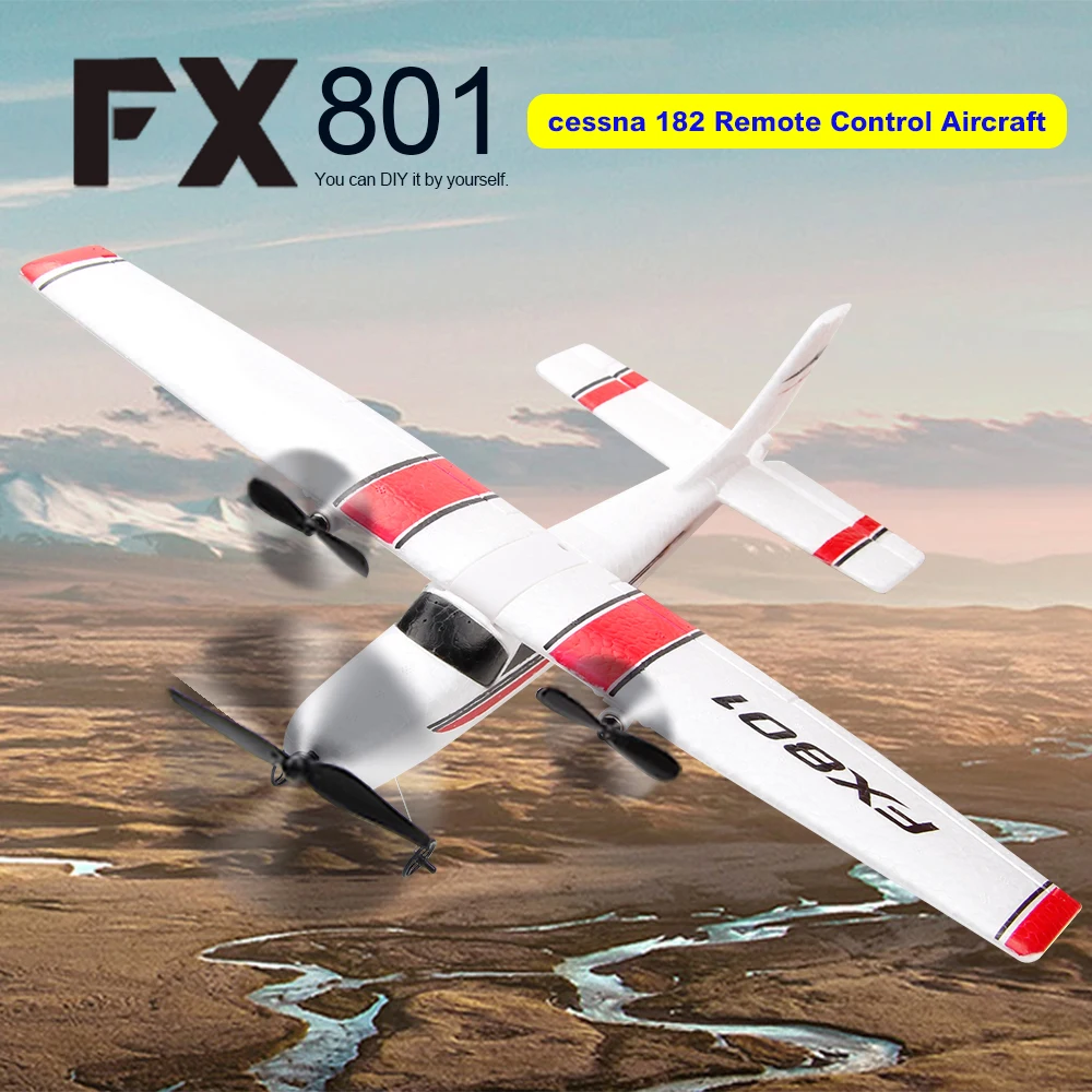 FX801 Airplane 182 DIY RC Plane 2.4GHz 2CH EPP Craft Electric RC Glider Airplane Outdoor Fixed Wing Aircraft for Kids