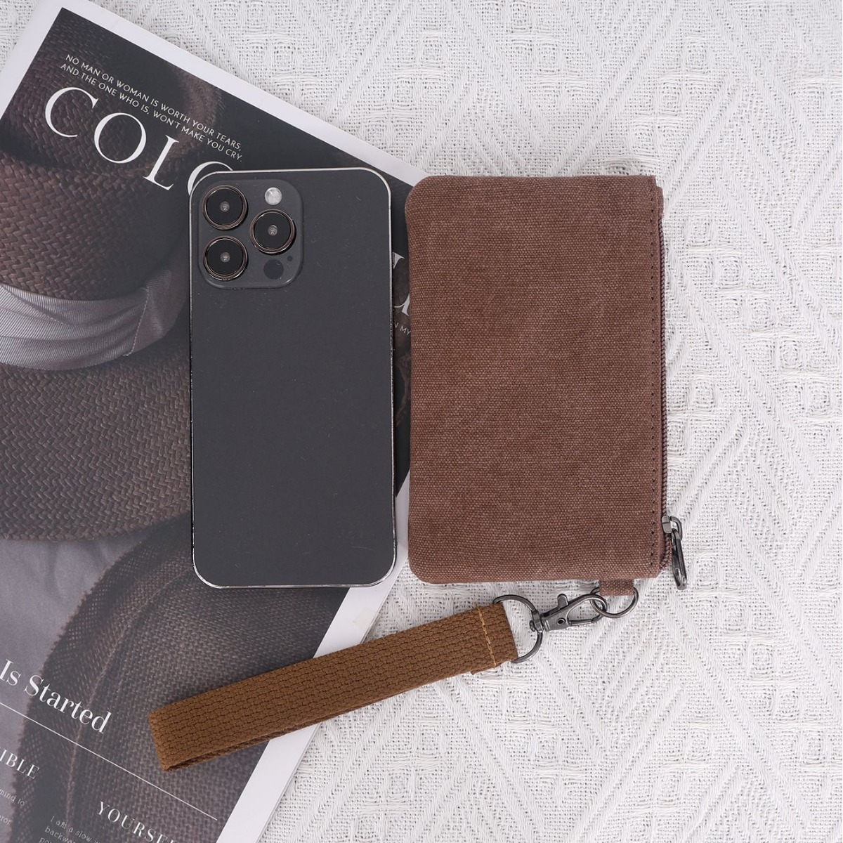New washed canvas coin purse, coin, keycard handbag, handbag