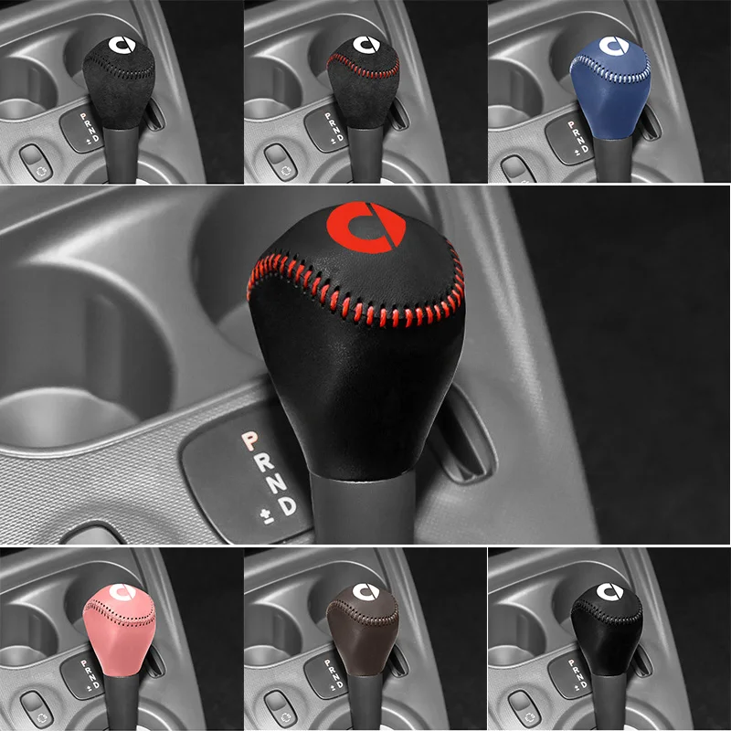 Leather Fluff Gear Shift Handbrake Lever Cover For Mercedes Smart 453 Forfour Fortwo Interior Accessories