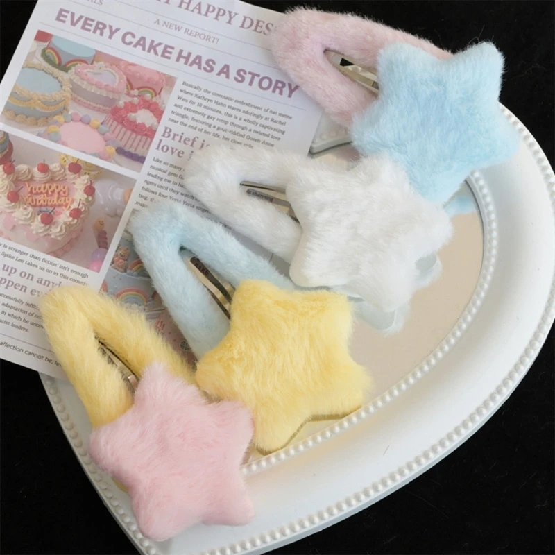 Plush Star Y2K-Style Star new Mini Star Hairpin Sweet Handmade Cute Pins Hairpin Headwear 2025 Hair Accessories Women Girls