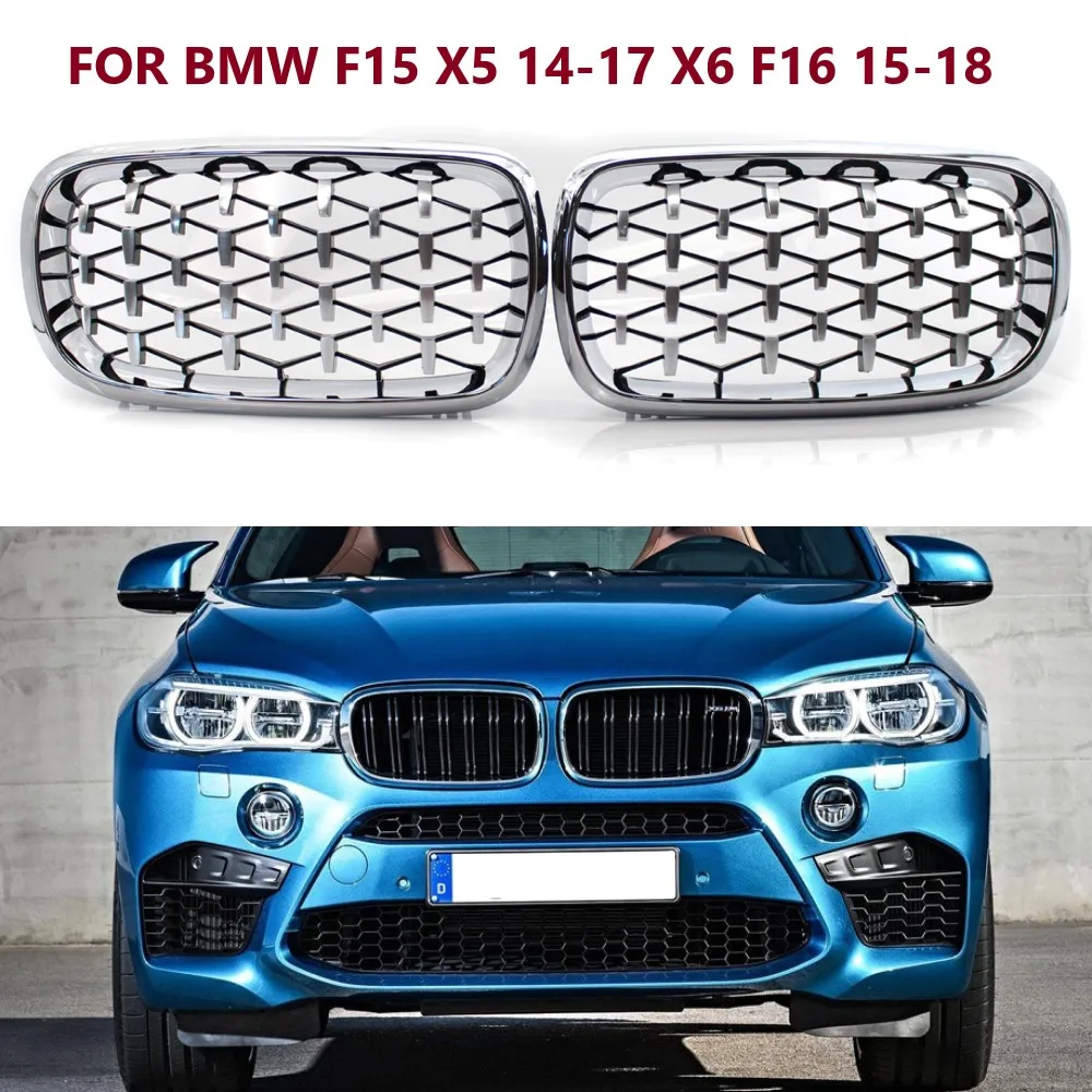 New F15 X5 Grille Front Replacement Kidney Grill Dia Meteor Style Chrome Black For X6 F16 2014-2018