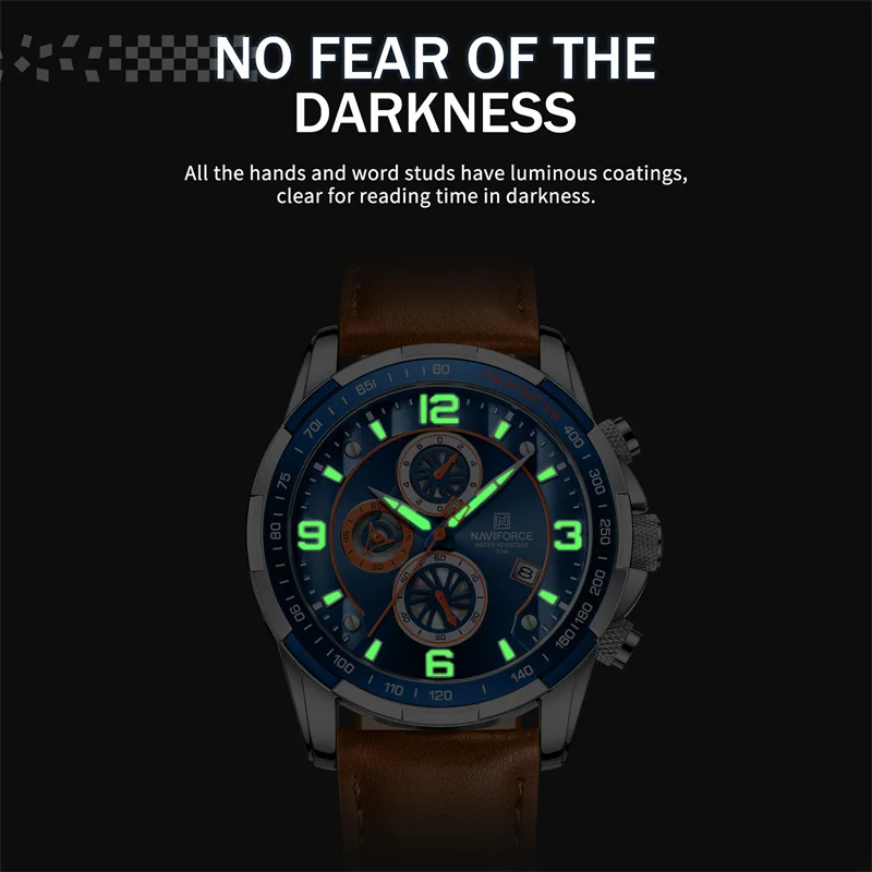Top Brand NAVIFORCE Trend Cool Watch for Men Waterproof Leather Quartz Male Watches Luxury Wristwatches Luminous Man Watches