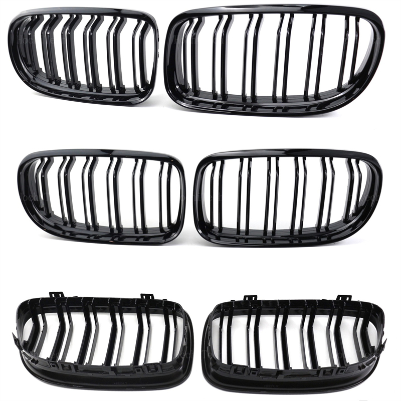 2Pcs Style Gloss Black Front Kidney Double Slat Grill Grille for 3 Series E90 E91 LCi 2009 2010 2011 2012 Car Styling