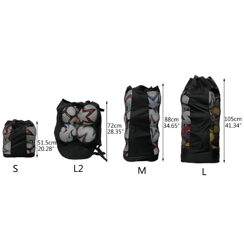 Drawstring Mesh Bag for Balls Waterproof Storage Bag for Football Basketball Training Equipment Bag with Shoulder Strap