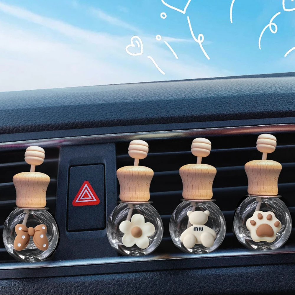 Car Air Freshener Empty Glass Auto Perfume Diffuser Bottle For Essential Oils Perfume bottle for car Air Vent Aromatherapy