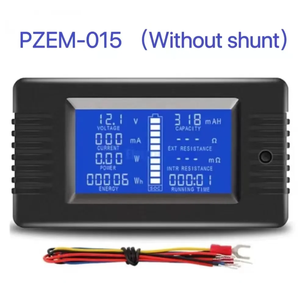 PZEM-015 50A Digital Battery Tester Ammeter Voltmeter Power Meter Power Capacity Impedance Residual Power Tester(With 50A shunt)