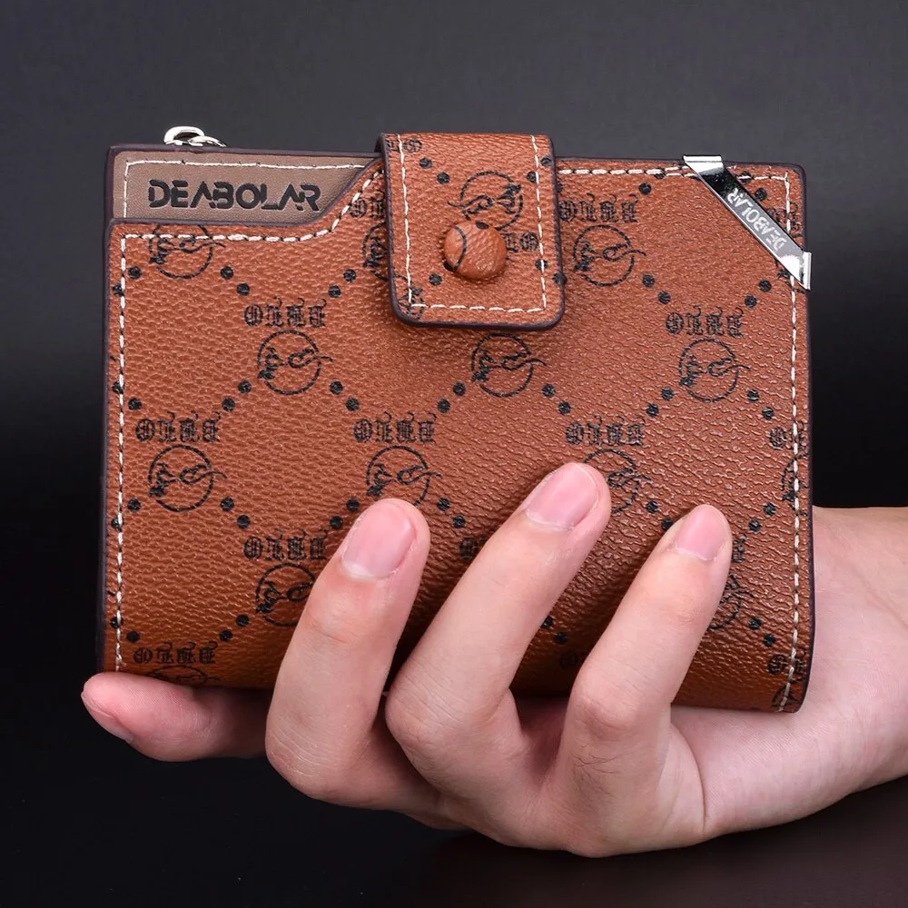 New Old Flower Multifunctional Wallet Men's Short Vertical Buckle Zipper Retro Wallet