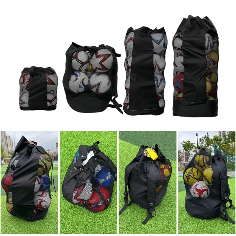 Drawstring Mesh Bag for Balls Waterproof Storage Bag for Football Basketball Training Equipment Bag with Shoulder Strap