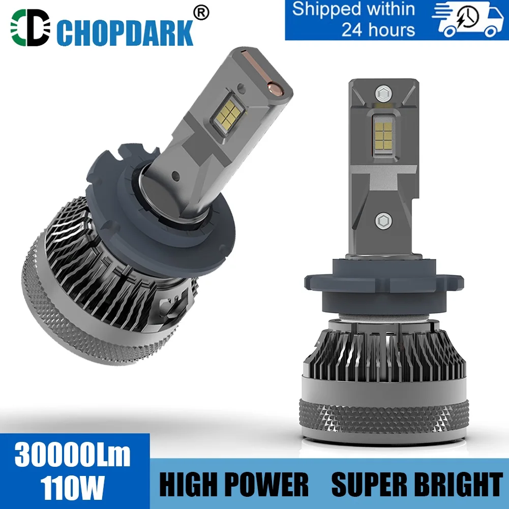 Bombillas LED para faros delanteros de coche, D2H, H7, H18, CSP, 3570 Chips, 30000Lm, superbrillante, 110W, termotubo, 6500K, CANbus blanco, libre de 