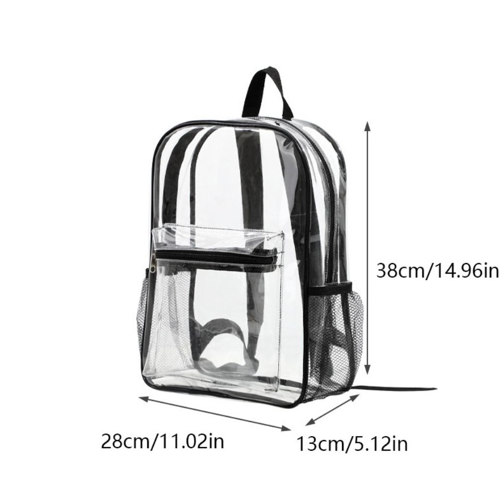 25S new model Large Capacity Transparent Casual Zipper Waterproof Clear School Bag Visible Pvc Backpack Travel