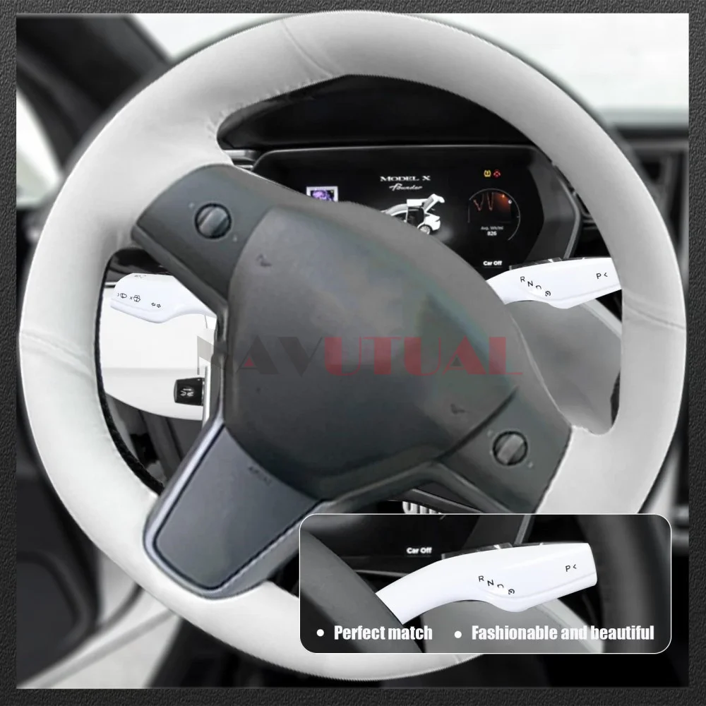 White Steering Wheel Column for Tesla 3 Model Y Car Shift Paddle Decorative Cover Gear Lever Interior Protection
