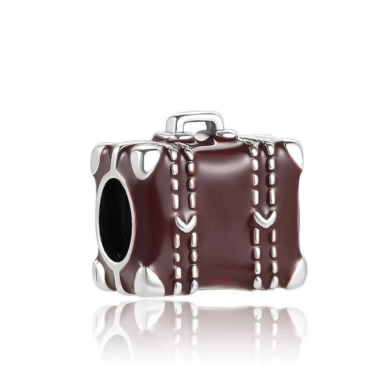 New 925 Sterling Silver Travel Bag Suitcase Chest Charms Bead Diy Fit Original Pandora Charms Bracelet Necklace Women Jewelry