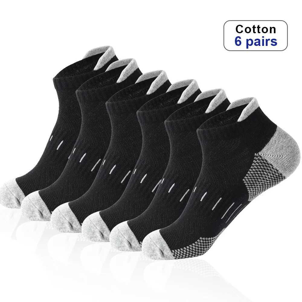 6 Pairs/Lot Mens Sport Breathable Outdoor Running buffer thickenBasketball Cotton Training Short Tube For Men LX241102