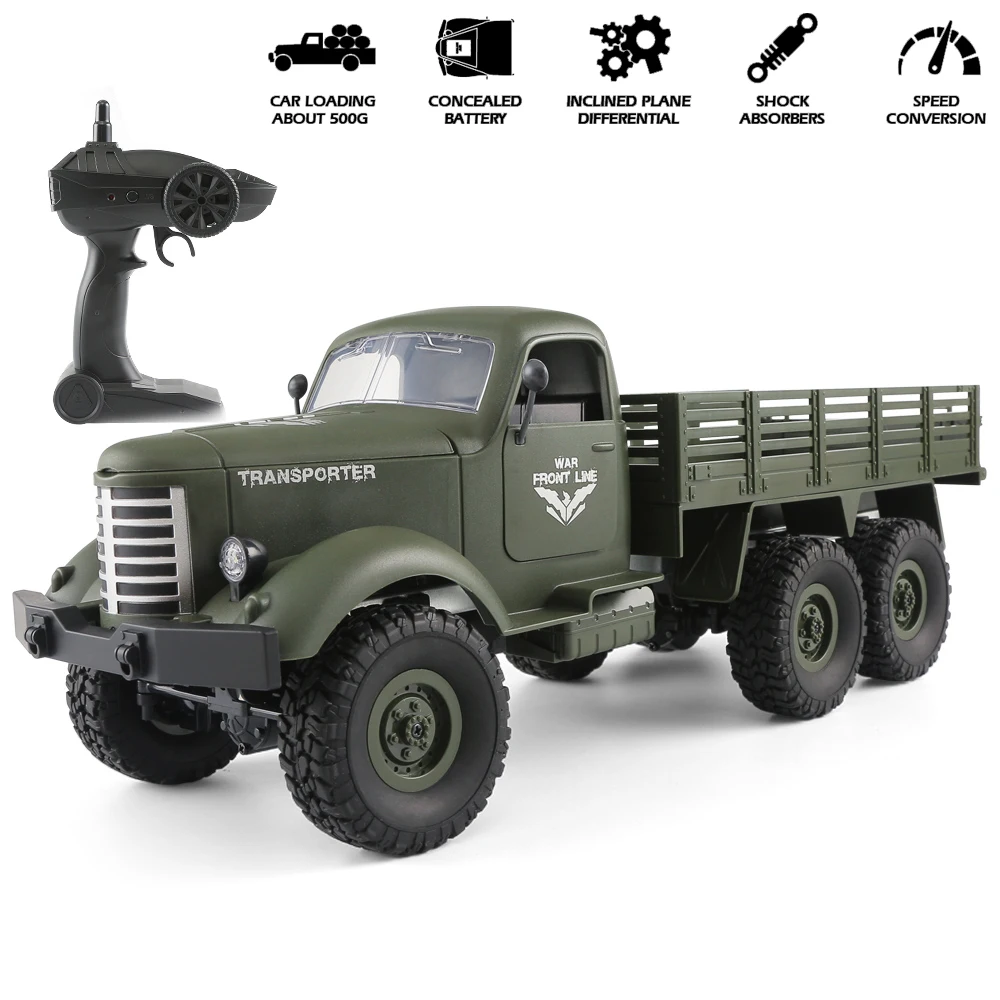 1/16 2.4G 6WD RC Off-road Crawler Military Truck Army Car Children Gift Kids Toy for Boys RC Car 1/16 RC Truck For JJRC Q60 RTR