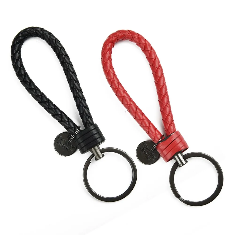 Keyring Leather Strap Braided Rope PU Leather Braided Woven Rope Car Key Ring Accessories Keychain Universal
