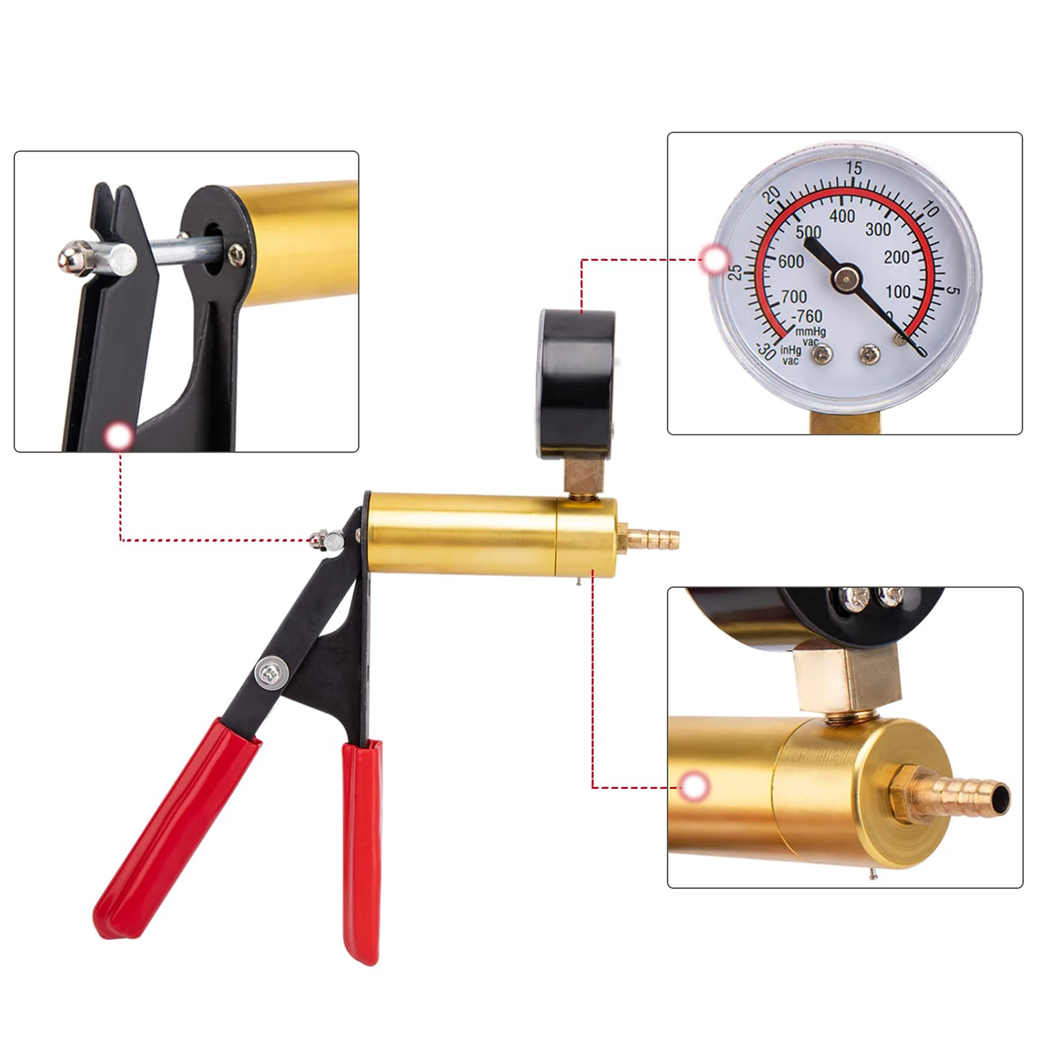 Hand held Vacuum Pump Tester Set 2 in 1 Brake Bleeder Kit with Adapters For One-Man Brake and Clutch Bleeding System