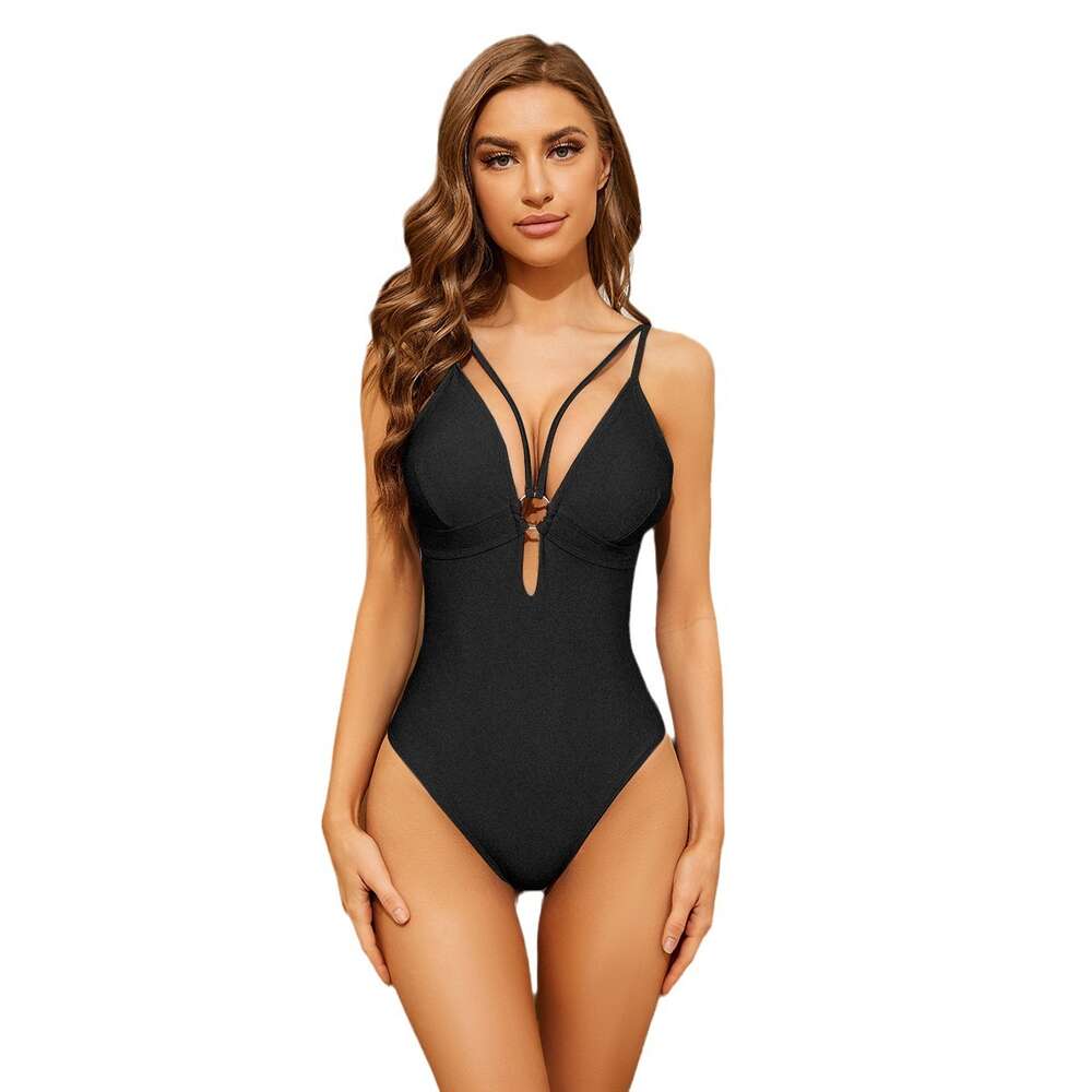 2024 New Instagram One Piece Women's Sexy Hollow Open Back Swimsuit Fun