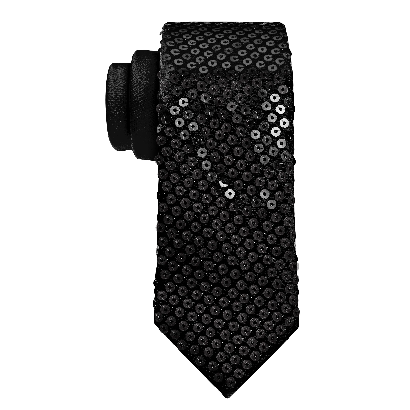 Elegant Black Red Blue Sequins Tie with Pocket Square Mens Women Stage Performance Prom Paillette Accessories Necktie Gift