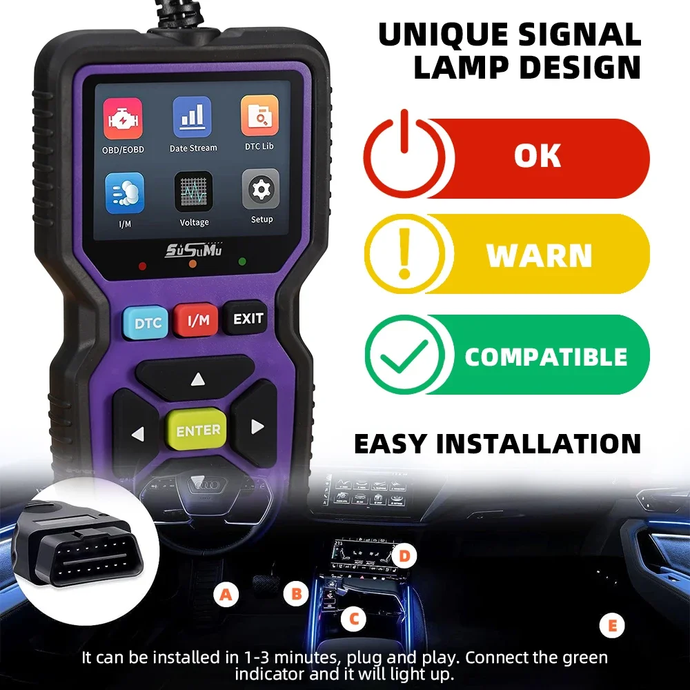 OBD2 Scanner Diagnostic Tool Live Data Professional Mechanic OBDII Code Reader Check Engine Light Battery Voltage Test Analyzer