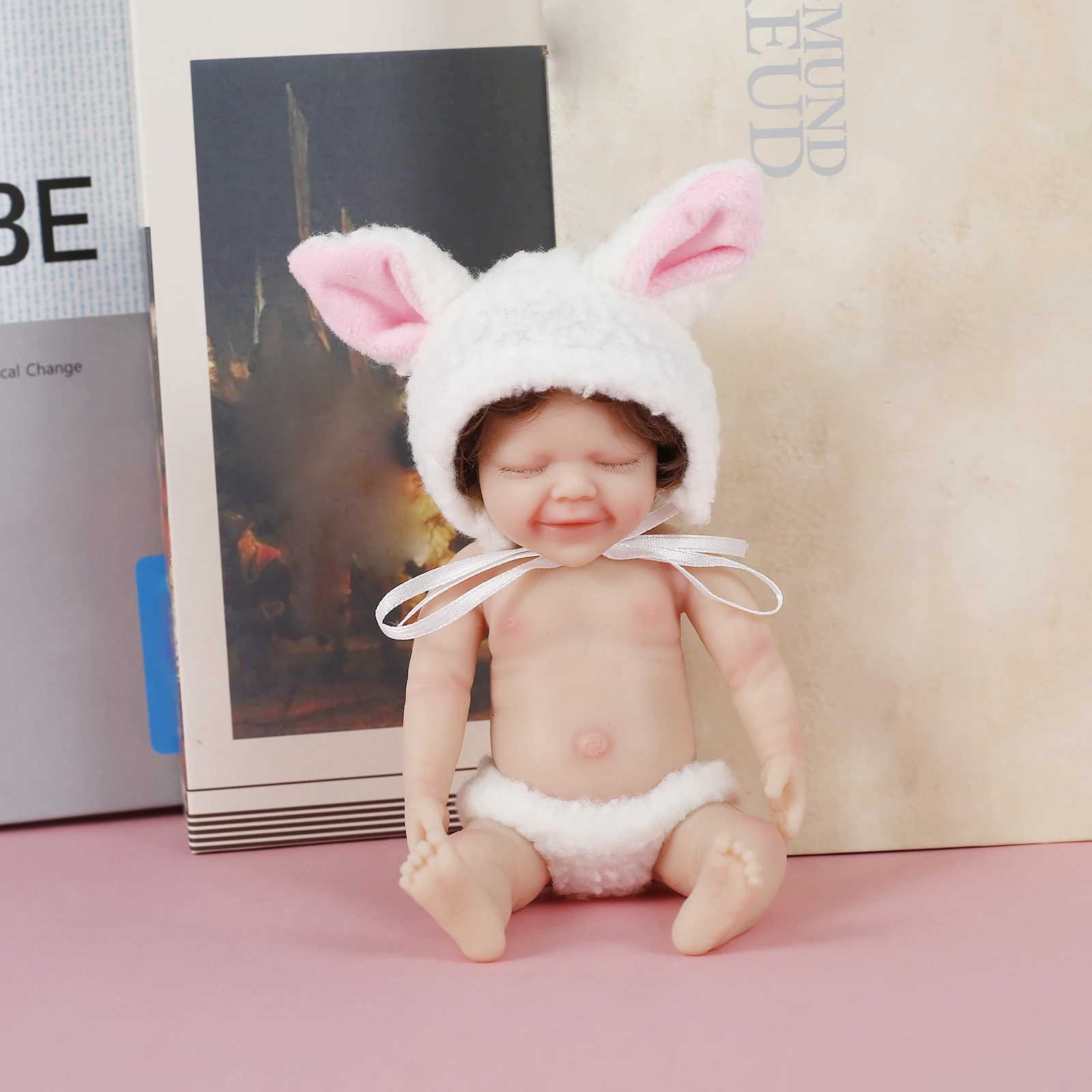 Miniature Reborn Dolls 6inch Smiling Realistic Silicone Infant Soft Washable Newborn Doll With Clothes Toy Cute Baby Doll
