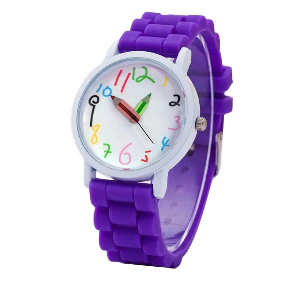 Creative Children Kids Watch Round Dial Silicone Strap Analog Quartz Wrist Watch Gift