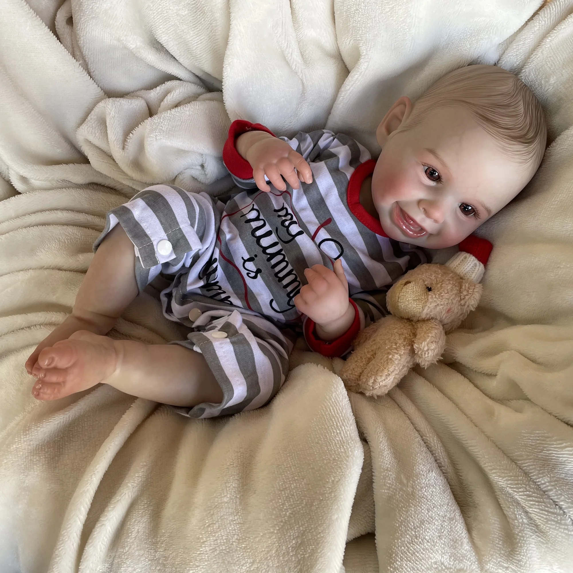 50cm Whole Body Silicone Vinyl With Painted Hair Harper Bebe Reborn Boy and Girl Handmade Visible Veins Doll Christmas Gift