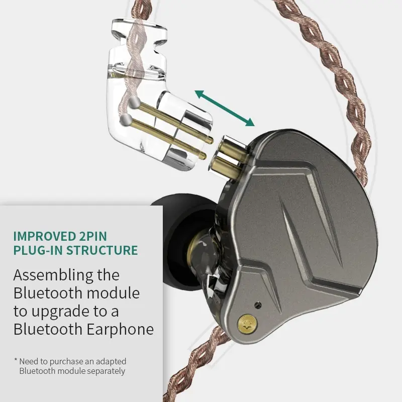 PRO KZ ZSN 1BA 1DD Hybrid Drive In Ear Earphones HIFI Metal Bass Earbud Sport Music Headset Replaceable smile