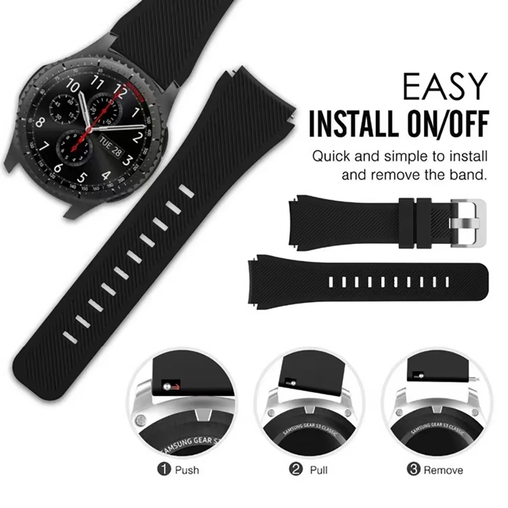 For Band 22Mm Silicone Samsung Watch 3/Gear S3 Frontier/Huawei Watch ddmysmile 4/3/3 Pro/Gt3-2 Sports Wristband Amazfit GTR 4/Stratos/Pace Smile