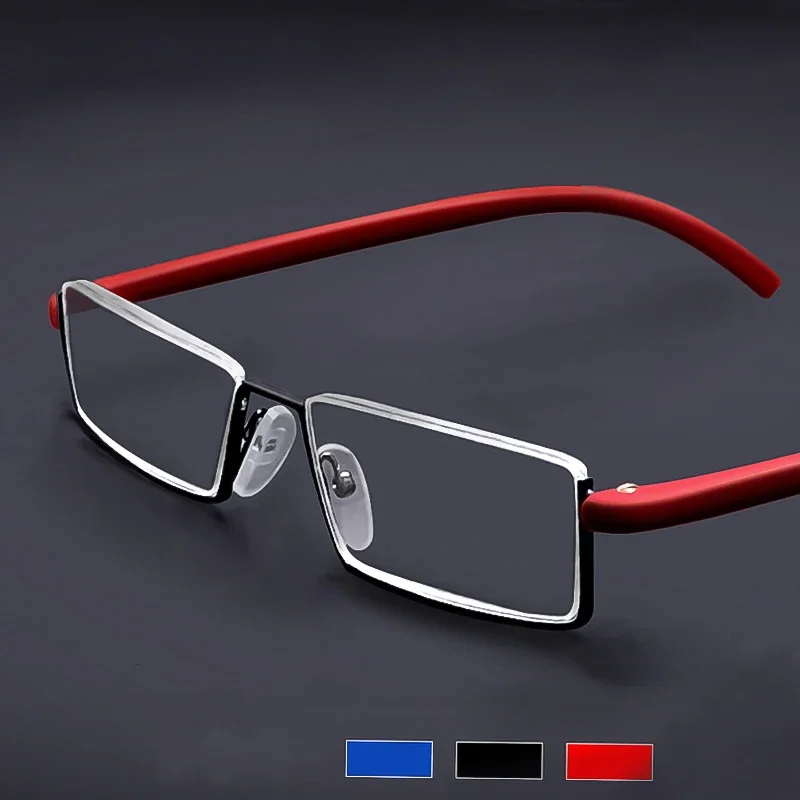Trendy Half Frame Men's Presbyopia Retro Portable Reading Eyeglasses Finished Farsight Eyewear Men's Blue Light Blocking Glasses