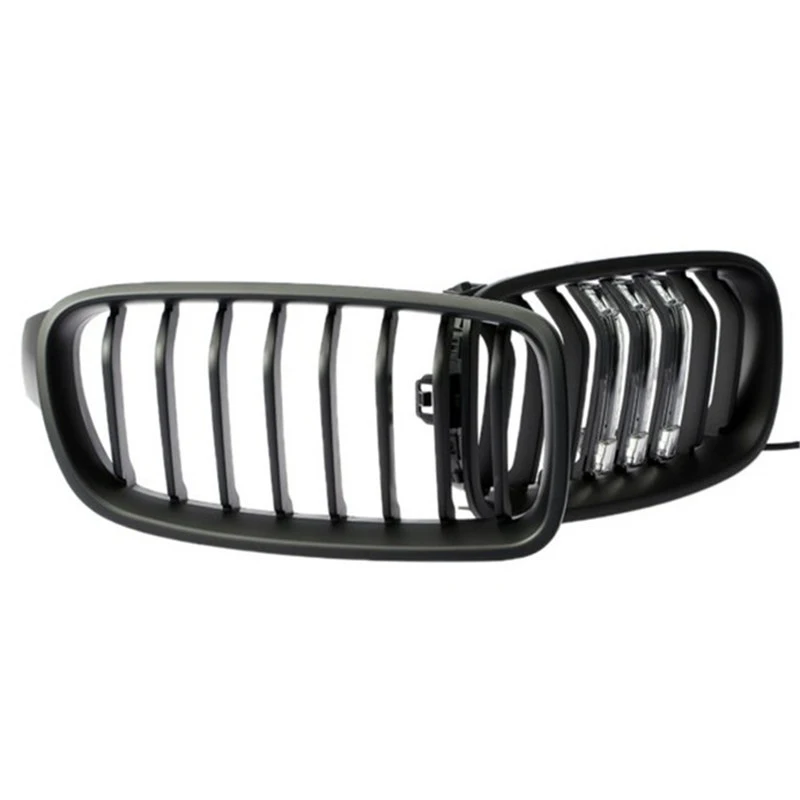 2Pcs Car Front Kidney Grille Single Slat Grille With LIght For BMW F30 F31 3 Series 2012-2019 320i 325i 328i Auto Accessories