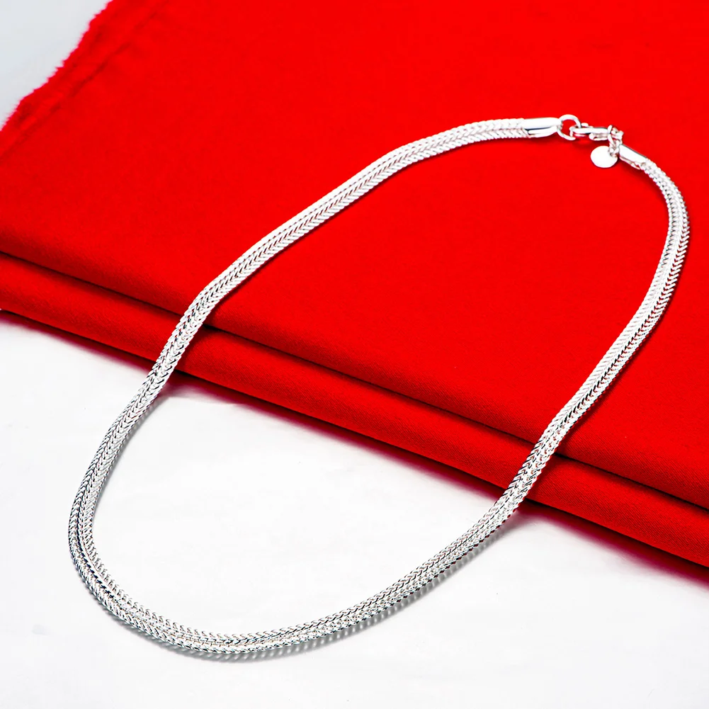 JewelryTop Fine 925 Sterling Silver Snake Style Chain Necklace for Women Men Jewelry Designer Wedding Engagement Gifts 50-60cm
