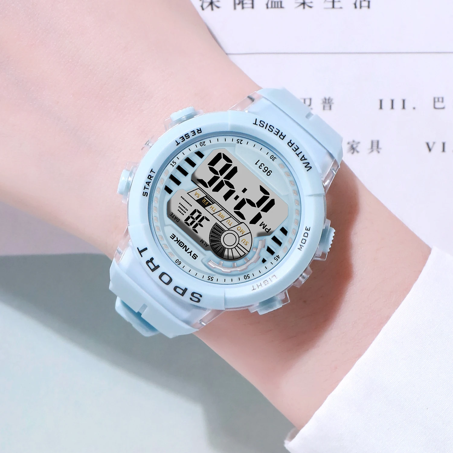 SYNOKE Fashion Kids Sport Watches 50M Waterproof Electronic Wristwatch Stop Watch Clock Children Digital Watch For Boys Girls