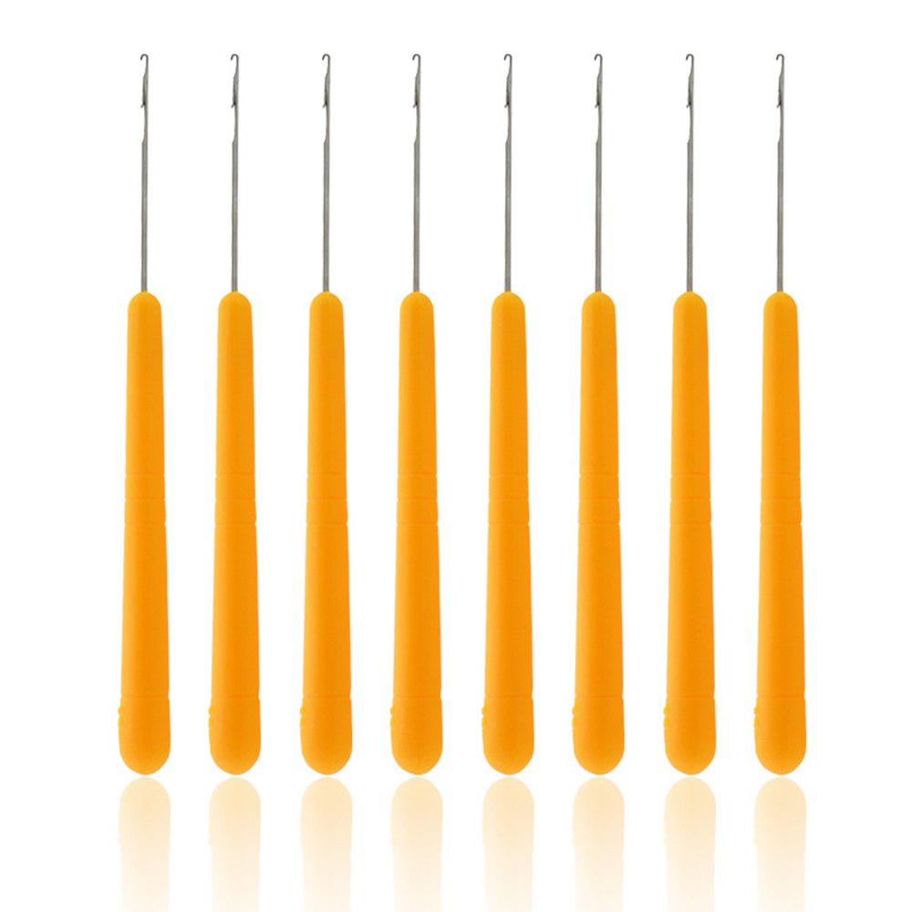 Plastic Handle Hook Pulling Needle Hair Extensions Tool Silicone Micro Beads Crochet For Hair Extensions Making Wig Black Yellow