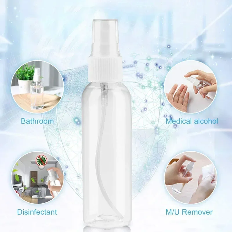 1PC Refillable Bottles Clear PET Plastic Portable Spray Bottle Empty Perfume Container Accessories 10ml 30ml 50ml 60ml 100ml NEW