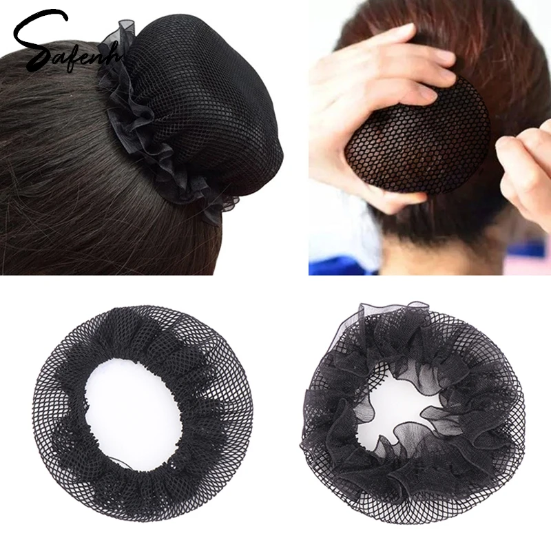 1Pc Hairnet Bun Cover Snood Women Hair Net Ballet Dance Skating Crochet Rhinestone Styling Headwear Accessories