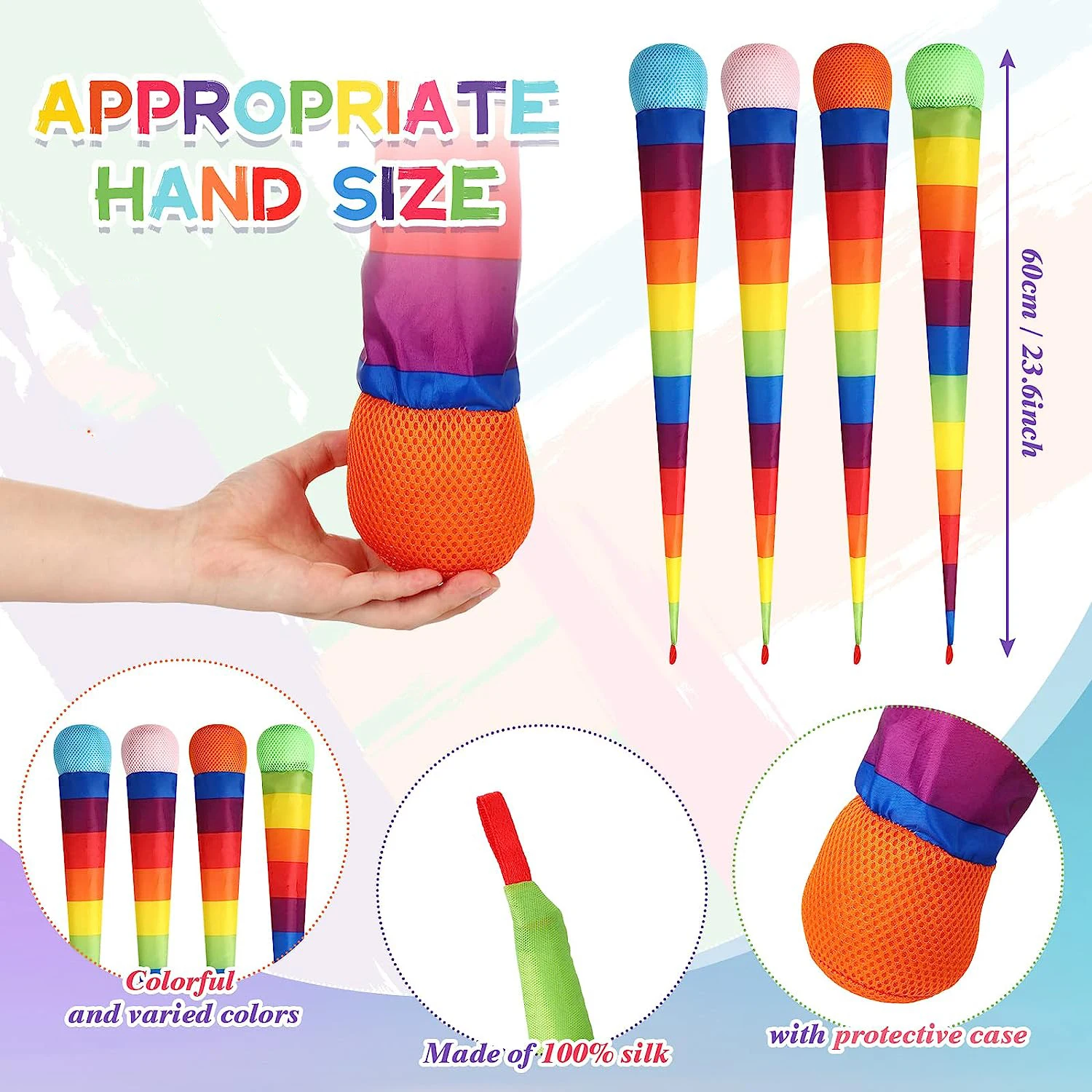 Throw and Catch Ball with Rainbow Tail Soft Rainbow Play Ball Sports Comet Balls Playground Toys Bulk for Indoor Outdoor Games