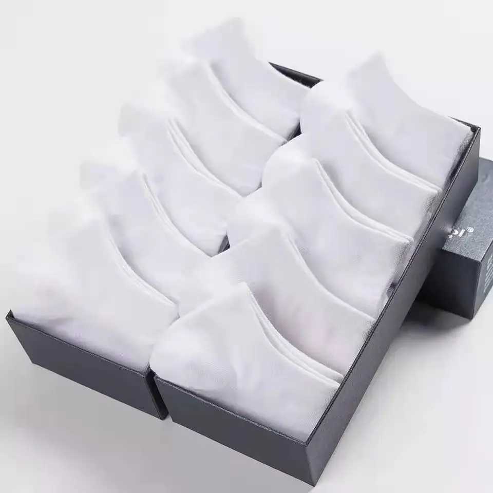 5 Pairs Unisex Low Cut Breathable Business Boat Sock Solid Color Comfortable Ankle Casual White Black Summer Men Business LX241102
