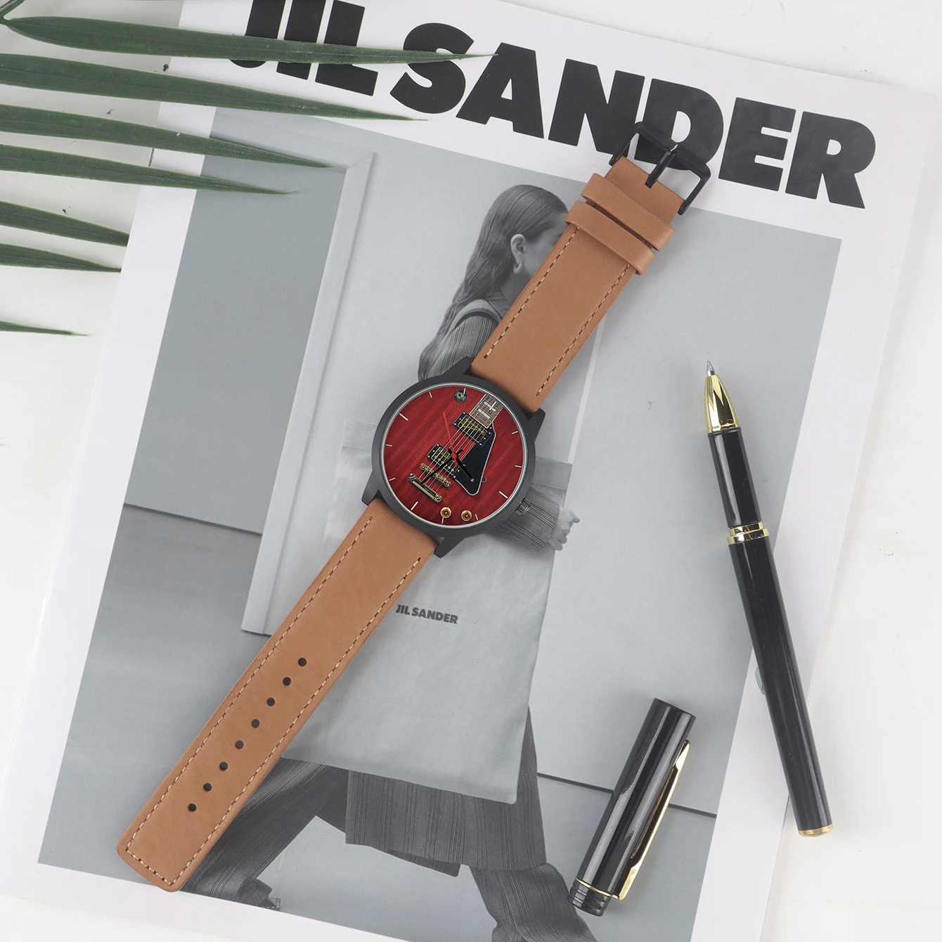 Factory Store Guitar Bass Design Punk Street Casual Style Printing Dial Gifts for Musicia Men's Battery Quartz Wrist Watch