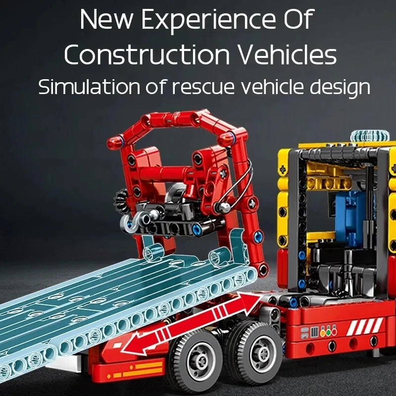 Technical City Flatbed Truck Building Blocks Remote Control Electric RC Car Urban Road Rescue Vehicle Bricks Model Toys For Boys