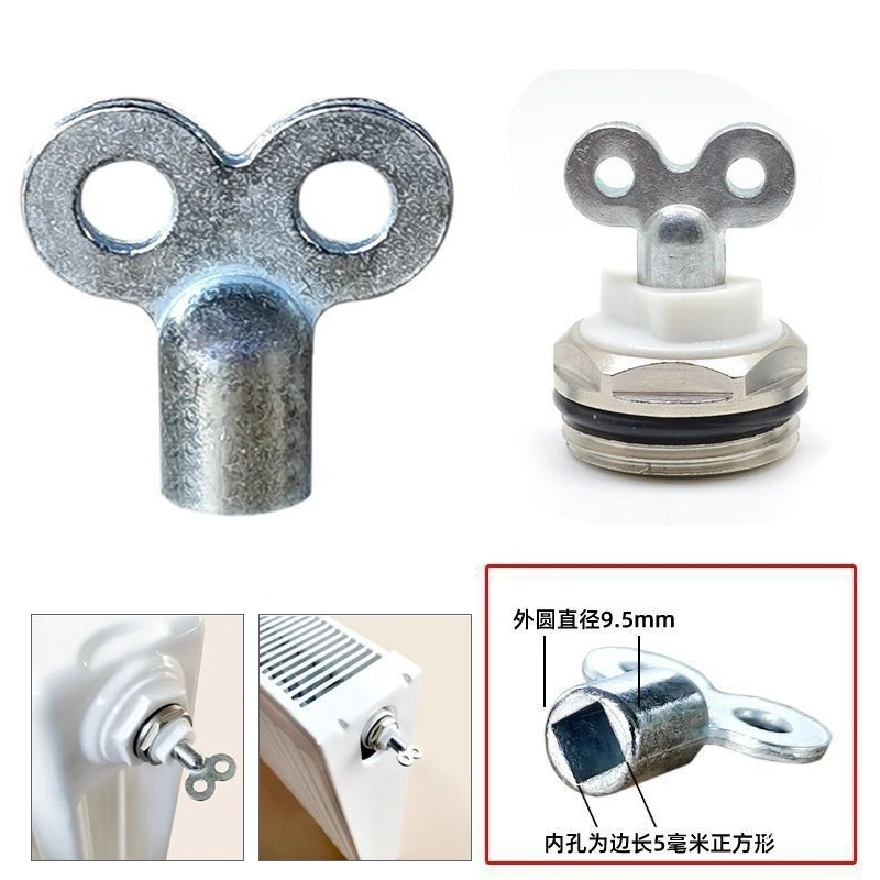 2pcs Radiator Valve Key Faucet Key Water Tap Plumbing Bleeder Key Aluminum Alloy Heater Wrench Air Vent Central Heating Tools