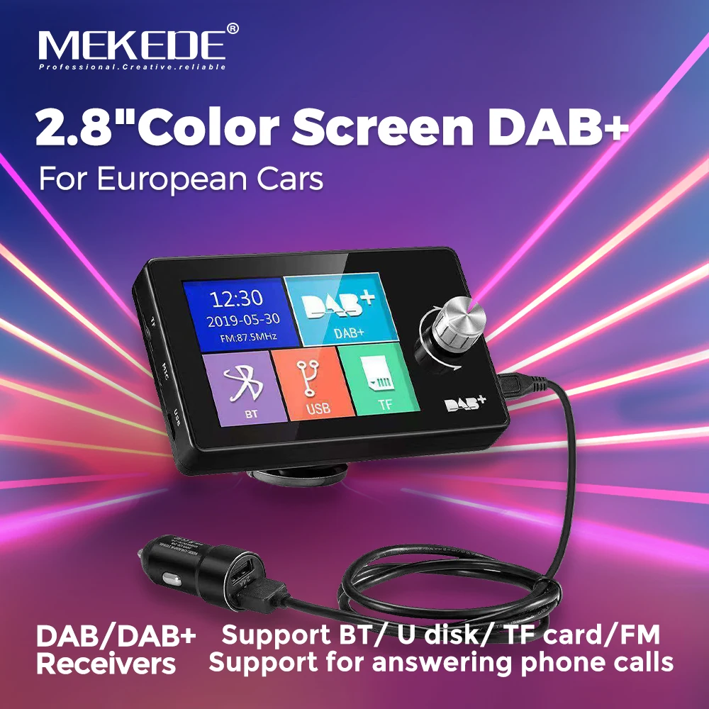 2.8" Color Screen DAB/DAB+ Digital Broadcast Car Radio For European Cars Video Display FM Transmitter MP3 Digital AUX Receiver