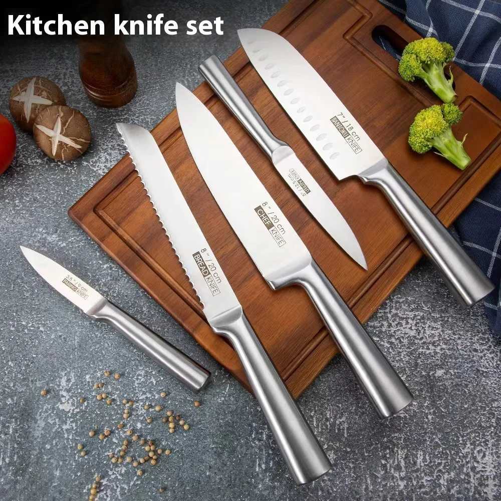 New knife set all steel five piece knife set stainless steel chef knife kitchen knife X241102